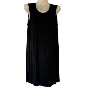 Eileen Fisher Black Tank Tunic has Long Side Slits and Jewel Neck Sleeveless XXS